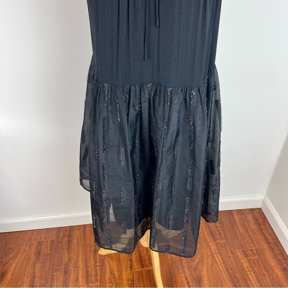 Anthropologie x SUI by Anna Sui Black Ruffled Rainbow Tulle Midi Dress - Picture 3 of 6